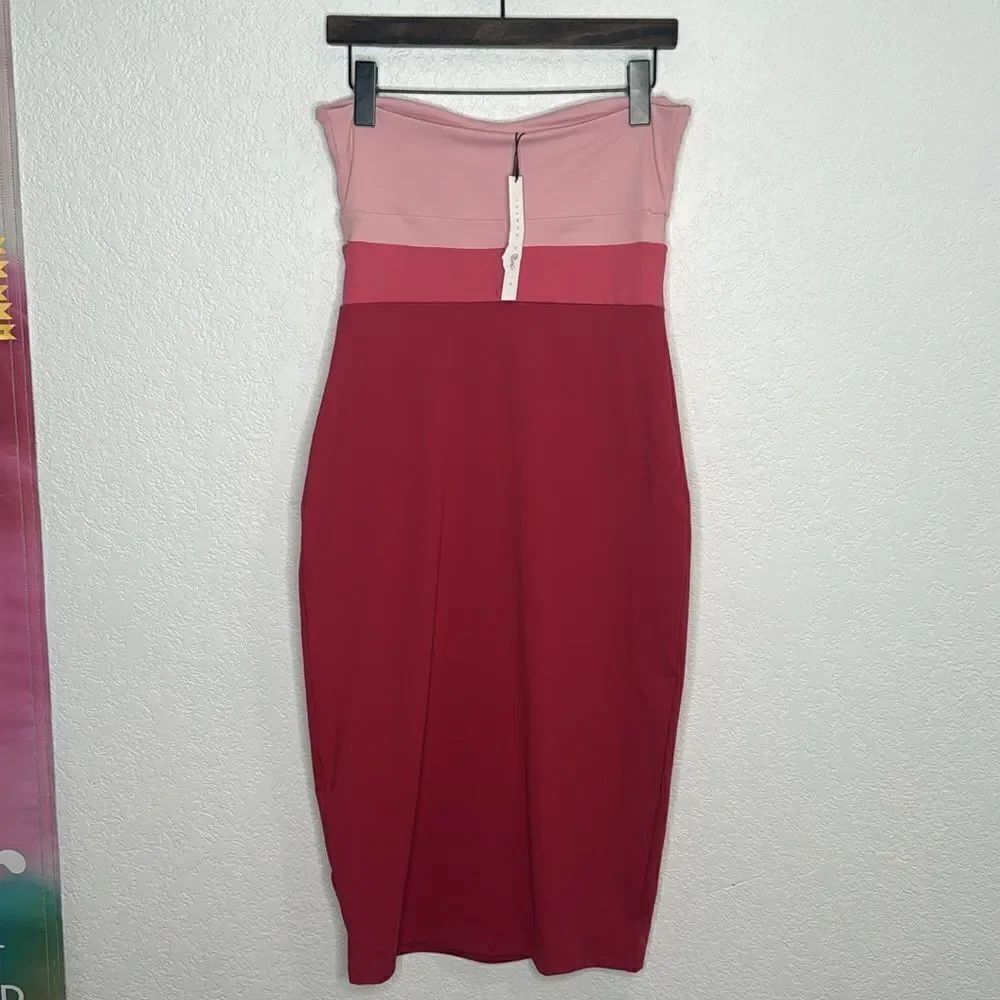 NWT Susana Monaco Colorblock Cutouts Tube Midi Dress Rosemary Large Revolve - Picture 6 of 13
